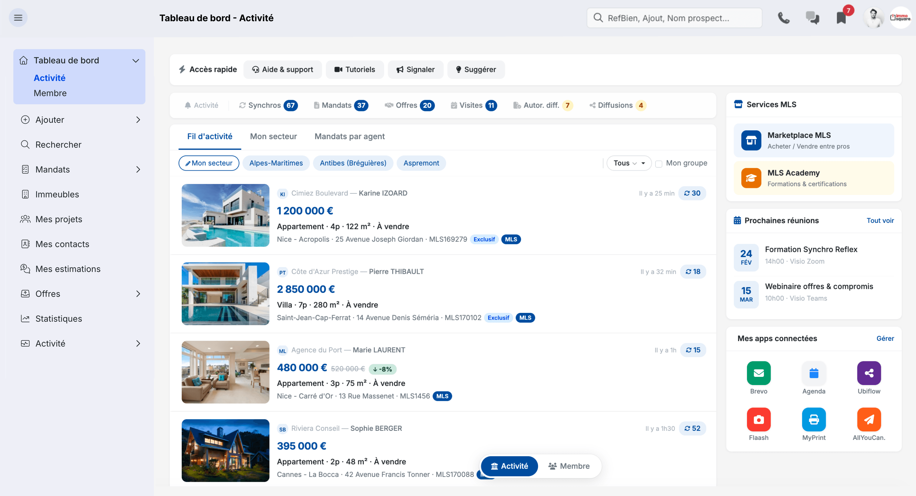 mlsconnect — Tableau de bord